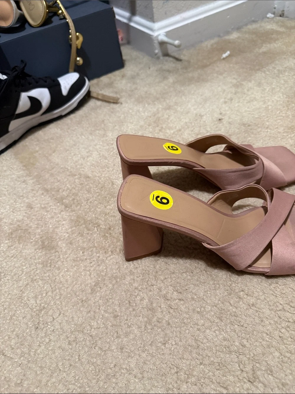 Zara Mauve Crisscross Block Heel Slide Sandals